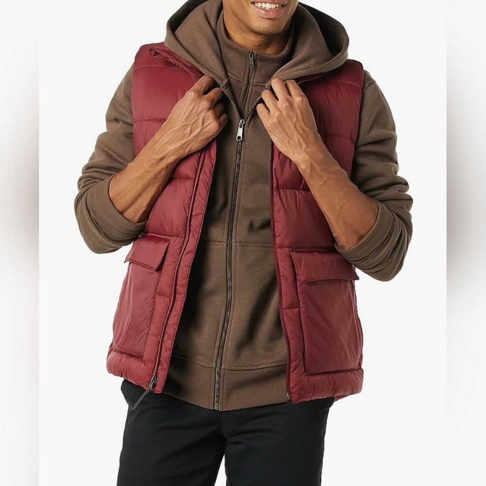 Nwt Amazon Essentials sherpa lined puffer vest‎ medium